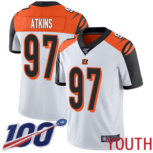 Cincinnati Bengals Limited White Youth Geno Atkins Road Jersey NFL Footballl 97 100th Season Vapor Untouchable